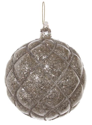 Vánoční ozdoba skleněná s glitry, stříbrná, Ø 10cm