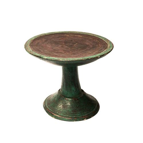 Wooden tray on pedestal, green, 31x30x23cm