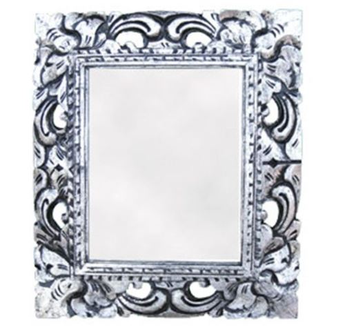 Small silver mirror, silver, wood