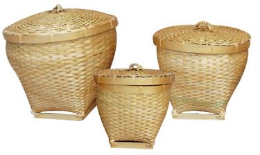 Bambusový košíček na rýži, přírodní 25x25x19,5cm