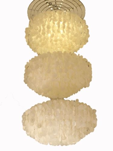 Závěsný lustr z perleti, 60x60x200cm, béžový
