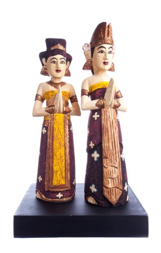 Balinese couple, multicolour wood