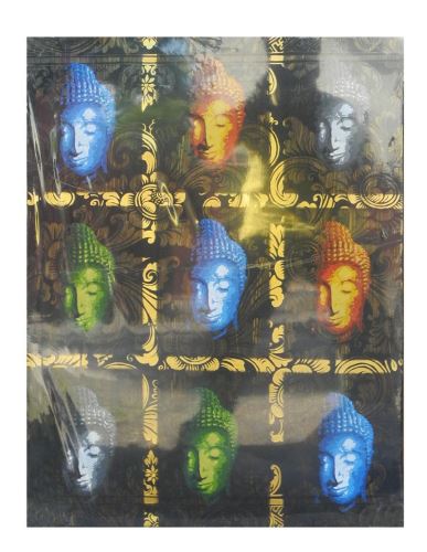 Buddha image- windows, 60x3x80 cm, multicolour canvas