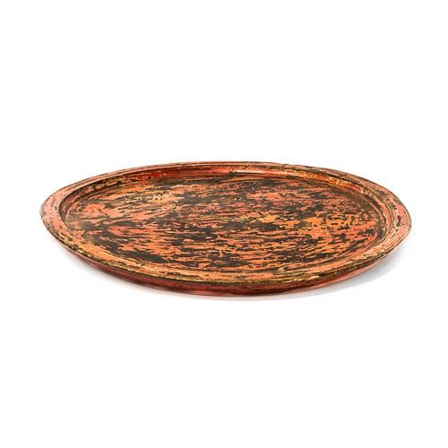 Velký dřevěný talíř, červený, exotické dřevo 48x48x4cm,  exotické dřevo