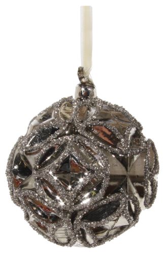 Christmas glass ornament with silver glitters