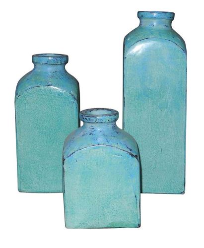 Terakotová váza  modrá,  11x13x20cm