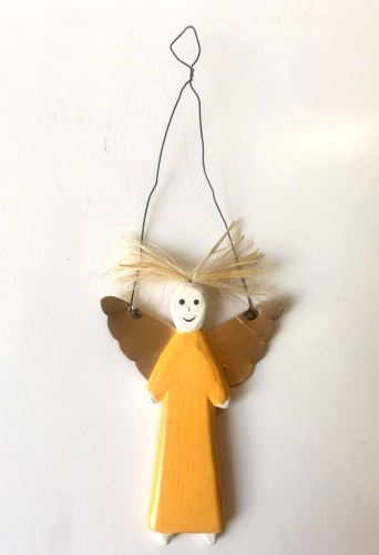 Yellow angel, 10x10cm, exotic wood