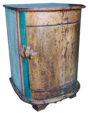 Painted teak box,48x49x85 cm, multicolour teak wood