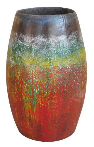Wooden vase colored, 21x21x32cm, multicolour wood
