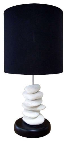 Lampa oblázková černá, 30x30x55 cm,  černo-bílá, kámen - plátno