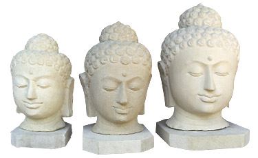 Buddhas head,  sandstone,  more sizes, 15x18x29x,