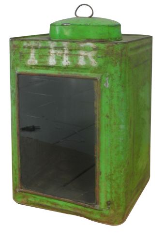 Kovový box na sušenky (na svíčku), antik, zelený -  kov, 22x40x22cm