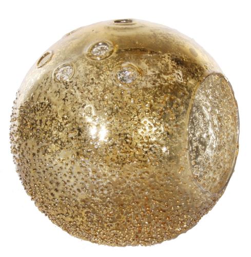 Svícen skleněný ve tvaru koule, Ø 12cm zlatý,  sklo
