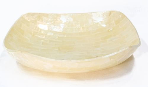 Miska z perleti bílá 18x19x3 cm,  perleť - pryskyřice