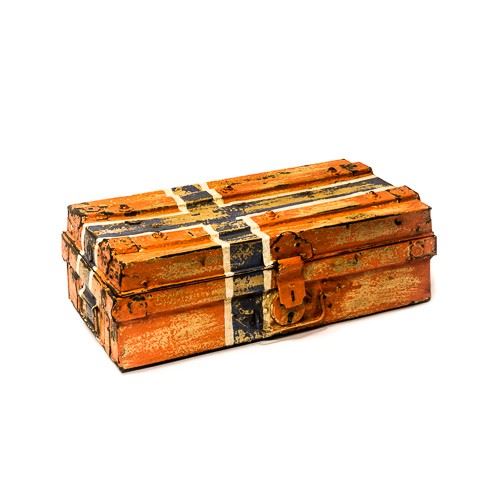 Orange metalic suitcase, 53x28x18 cm, orange metal
