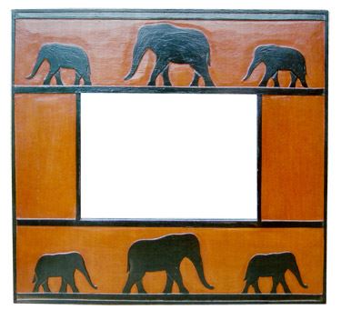 Mirror with elephants Gajah, wooden, 50x1x50, brown wood