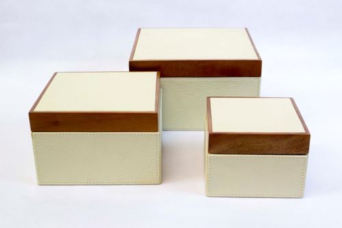 Box Permata, white- brown, 11x11x8 cm
