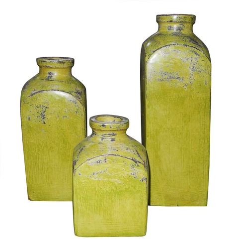 Terracotta vase green, more sizes, 11x13x30cm, green terracotta