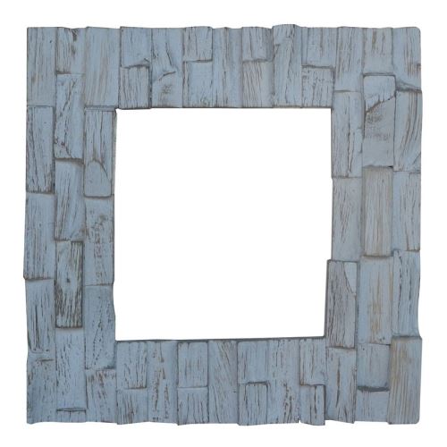 Mirror in wooden relief white frame, 41x3x41 , white wood