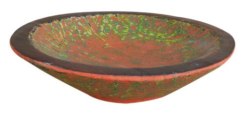 Wooden bowl red, 40x37x9cm