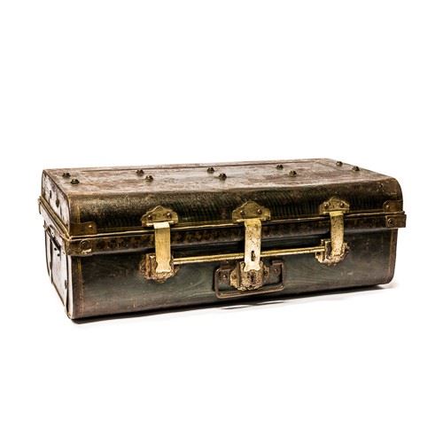 Suitcase, brown, metal, 67x38x23 cm, brown wood