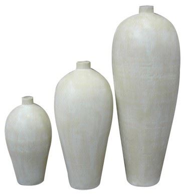 Terracotta vase white Guci, 25x25x60cm, white terracotta
