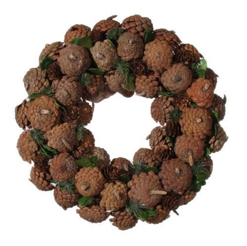 Advent wreath with pine cones and petals