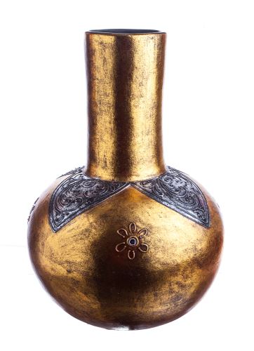 Golden vase Kenbung, 30x30x40cm, golden-silver terracotta