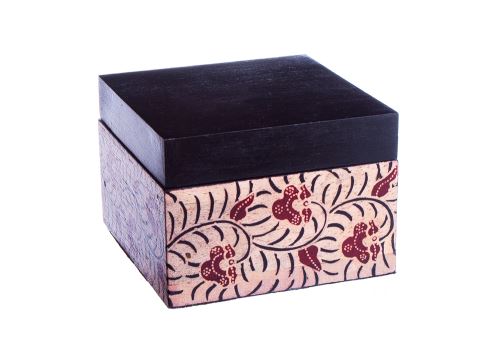 Krabička Batik, béžovo-hnědá, 10x7x10cm, exotické dřevo