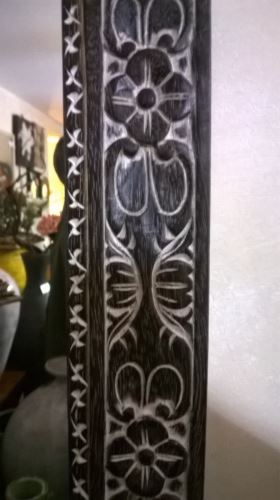Carved mirror, brown, exotic wood