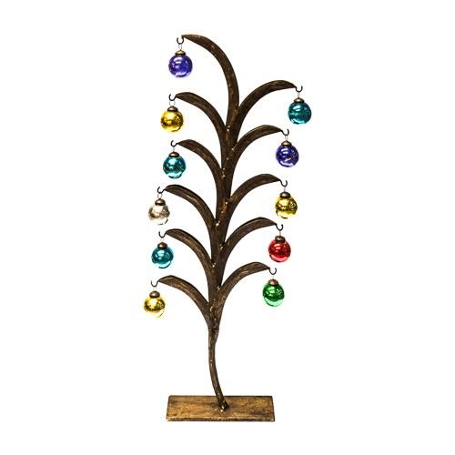 Christmas metal stand, glass ornaments, 30x7,5x91cm