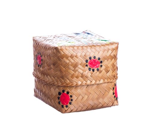 Painted bamboo basket