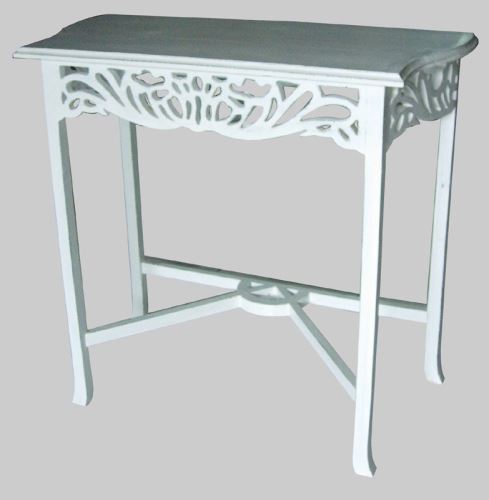 Konzolový stolek Deco, bílý, 80x26x76cm, exotické dřevo