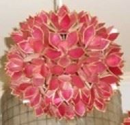 Závěsný lustr růžový, průměr 40 cm,  Perleť