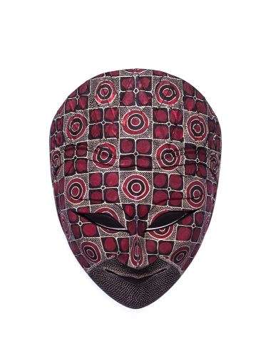 Maska batikovaná, červeno-černá, exotické dřevo
