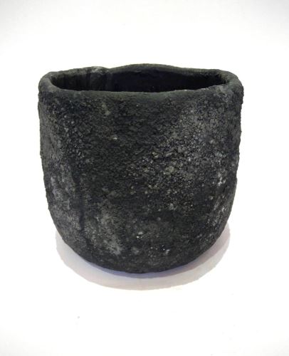 Stone flower pot, 22x22x19cm, dark gray ceramics