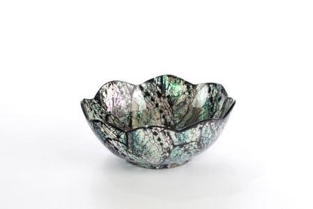 Bowl of nacre Bunga, 15x15x6 cm,  green- blue