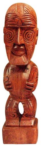 Tiki wooden statuette, 6x6x20, brown, exotic wood