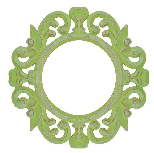 Wooden small green carved mirror, 30x1x30, wood