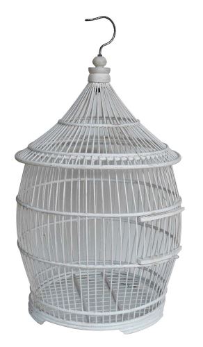 Bird cage- rounded white 32x32x57 cm, white exotic wood