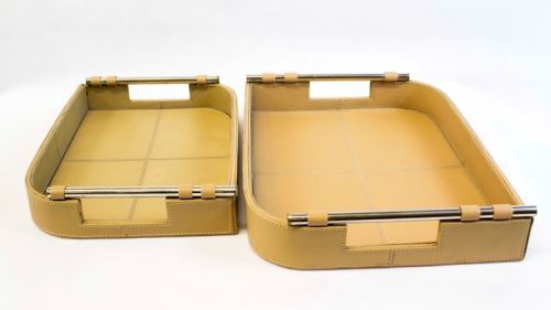 Leather tray, 35x26x7 cm