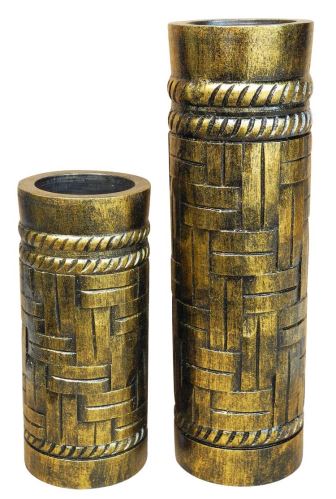 High wooden gold vase, 15x15x45cm, gold exotic wood