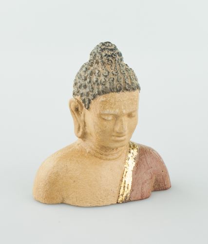 Hlava Buddhy, keramika, 9x4x9cm, Písková Keramika