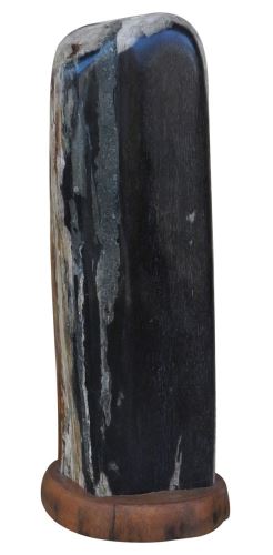 Zkamenělé dřevo na podstavci, 11x8x29cm, černo-bílá,  zkamenělé dřevo