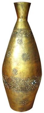 Gold vase Neck, 20x20x40cm, gold terracotta