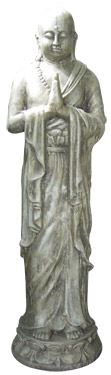 Standing buddha, 35x35x135, grey- white, fiber glass