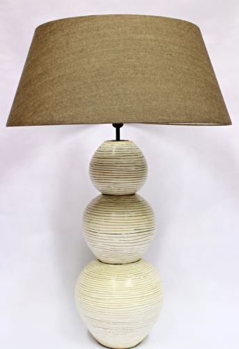 Lampa s podstavcem z teakového dřeva, 28x28x66cm,  bílá, teakové dřevo