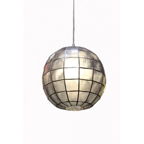 Round chandelier from mother of pearl, grey