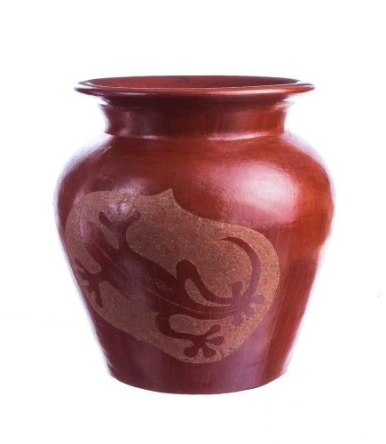 Váza s ornamentem, cihlová keramika, 23x17cm