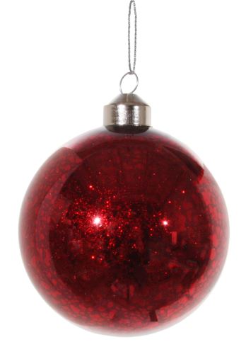 Vánoční ozdoba skleněná, červená , Ø 8cm